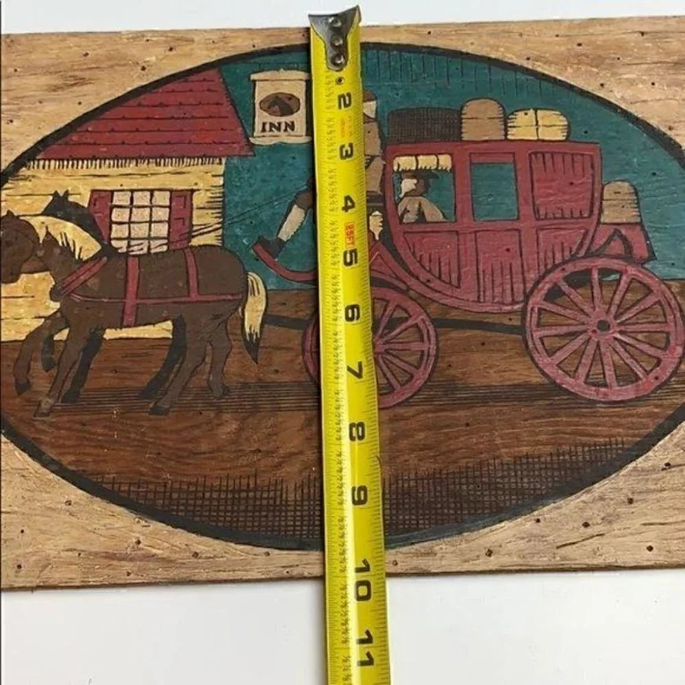 Colonial inspired vintage wood hand-painted coach